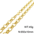 Golden 10mm twist chain necklace in stainless steel, 650mm length and 45g weight - Necklace (65cm) / Gold