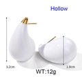 Orecchini a goccia cavi in oro 18K e acciaio con smalto bianco e altezza di 3,2 cm - Grande Bianco (Cavo) / 3.2x1.8cm/12g
