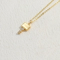 Gold-plated Mjolnir hammer pendant necklace with sparkling cubic zirconia on link chain - Small Key / Gold With White Zircon