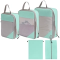 5-piece travel organizer set in mint green waterproof nylon with mesh panels - Five-Piece Set / Lake Blue