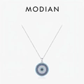 Luxurious S925 sterling silver evil eye necklace with turquoise and pavé blue crystals - 925 Silver / Silver
