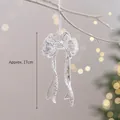 Sparkling silver bow Christmas tree ornament in clear acrylic, 17cm holiday decoration - Bow