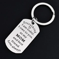 Silver stainless steel keychain with heartfelt mom quote on a textured black background - Mom Style (yq70-mom)