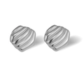 Modern silver seashell textured twist earrings in 18k stainless steel for women - Square Steel (Wave Spiral)