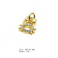 Golden crab charm with zircons for bracelets and necklaces, size 8x9.5mm weight 0.5g - Crab
