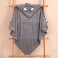 Soft gray coral fleece hooded baby towel with a cute 3D elephant design for newborns - Elephant Style / 80CM*80CM / Gray