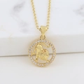 Detail of gold Leo constellation pendant with hollow lion and sparkling rhinestones - Leo