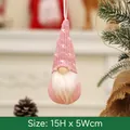 Pink heart knit Christmas gnome ornament, 15x5cm hanging decoration with white beard - Pink Type C