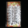 Set of 12 silver metallic Christmas bows in festive packaging for holiday decor - Silver