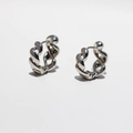 Classic silver twisted rope hoop earrings with minimalist circular design for women - White Gold