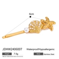 Golden stainless steel seashell hair clip with white pearl and starfish detail - Starfish Seashell Pearl Style (JDHW2406007)