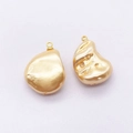 Champagne gold irregular baroque faux pearl pendant with textured metallic surface - 15x23mm / Yellow