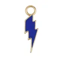 Pendente a saetta dorato con smalto blu scuro e dettagli in pietra di zirconia lucida - Fulmine Smaltato-Blu Scuro