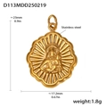 Detailansicht der 18k vergoldeten Madonna-Halskette aus Edelstahl mit Maßen - D113-Gold Madonna mit Kind