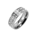 Macro shot of polished silver band ring with two rows of square-cut zircon stones - US 5 / Silver Wide Band