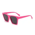 Retro oversized bright fluorescent pink square sunglasses with dark grey lenses - Rose Pink