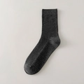 Classic dark grey ribbed mid-calf cotton socks with reinforced cuffs and smooth finish - One Size / Dark Gray
