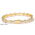 6.5mm wide golden star link bracelet with white cubic zirconia and folding clasp - Gold 18 Inch Necklace