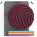 Purple silicone sensory activity board with colorful rods and grey mesh storage bag - Round--Burgundy