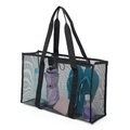 Large black mesh beach bag showing spacious storage for towels and accessories - Black