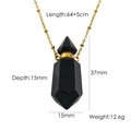 Hexagonal black natural stone perfume bottle necklace in 14K gold plated stainless steel - Black Agate