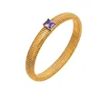18k gold plated stainless steel spring bracelet with square purple zircon stone - 1.2cm Wide / Gold with Purple Zirconia