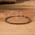 Bronze hematite beaded bracelet with diamond-cut facets and adjustable woven cord - 25121101-Style 1 Bronze Rhombus