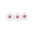 Detail of embroidered daisy flower hair clip with white petals and pink center - Style 16-Triple Connected White Embroidery Daisy Purple Center
