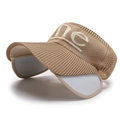 Visiera parasole marrone in maglia con lettere, tesa larga per sport e protezione solare estiva - Regolabile / Beige Scuro