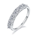 Elegant 925 sterling silver ring with seven sparkling moissanite stones in a row - Triangle