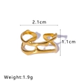 18k gold plated stainless steel open ring featuring a modern fluid intertwined design - Double Fluid Organic Style (NB-R2023268) / Gold