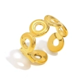 Minimalist geometric 18K gold-plated stainless steel open ring with hollow multi-circular design - Circle Disc Open Ring - Gold