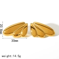 Golden teardrop wing earrings in polished stainless steel with size and weight specs - 18K Gold / Wing Design (TE6836)