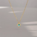 Collier en argent S925 de luxe avec pendentif étoile dorée et pierre topaze bleue - Argent 925 / Or (NS741)