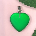 Pendentif cœur en pierre naturelle verte mate avec fermoir en métal argenté pour bijoux - 70-Vert Mat