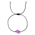 Handgefertigtes schwarzes Kordelarmband mit lila Weintraube aus Polymer-Ton und Gold - Trauben