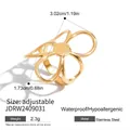 Detail of adjustable cutout flower ring with artistic shadow and waterproof steel texture - Gold Flower Style (JDRW2409031)
