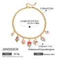 18K gold plated stainless steel bracelet with colorful flower and heart charms - Flower Dice Heart Style (JDN0203034)