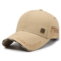 Berretto baseball kaki con ricamo FBXS e placca metallica in stile cinese vintage - Regolabile / Beige Scuro