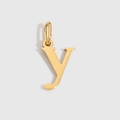 Polished gold plated pendant featuring a lowercase letter y with high gloss finish - Lowercase y - 14K Gold