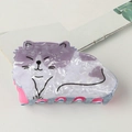 Pinza para el pelo de gato en acetato mármol púrpura con dientes rosa brillante - Estilo de Gato Violeta Claro y Crema (C16-4-10)