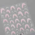 Stickers ongles dentelle rose avec nœuds et étoiles style Dreamy Veil pour manucure Lolita - TS-4076 Voile de Rêve