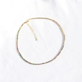 Elegant gold necklace featuring colorful zircon stones with adjustable lobster clasp - Gold Thin Hoop Rainbow Style (XL00031 Gold)
