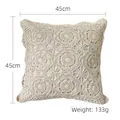 Handmade crochet cushion cover in cream white, floral texture, 45x45cm size - 18x18 Inch / Beige (Without Filler)