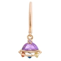 Space planet hoop earring in rose gold with purple zircon and colorful gems - Rose Gold UFO
