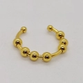 Adjustable golden stainless steel anxiety ring featuring seven rotating slider beads - Adjustable Open / Gold