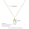 Detailed size specifications for the 18K gold plated stainless steel teardrop necklace - White