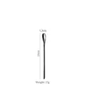 Sleek 15cm silver stainless steel long handle stir spoon for coffee and dessert - 15CM Black