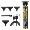 Golden dragon carving hair clipper set with LED display and 3 professional limit combs - Dragon Engraved with LED Display - Metal Body