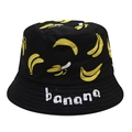 Cappello a secchiello reversibile bimbo nero con stampa banane e scritte - 54cm (3-8 anni) / Nero